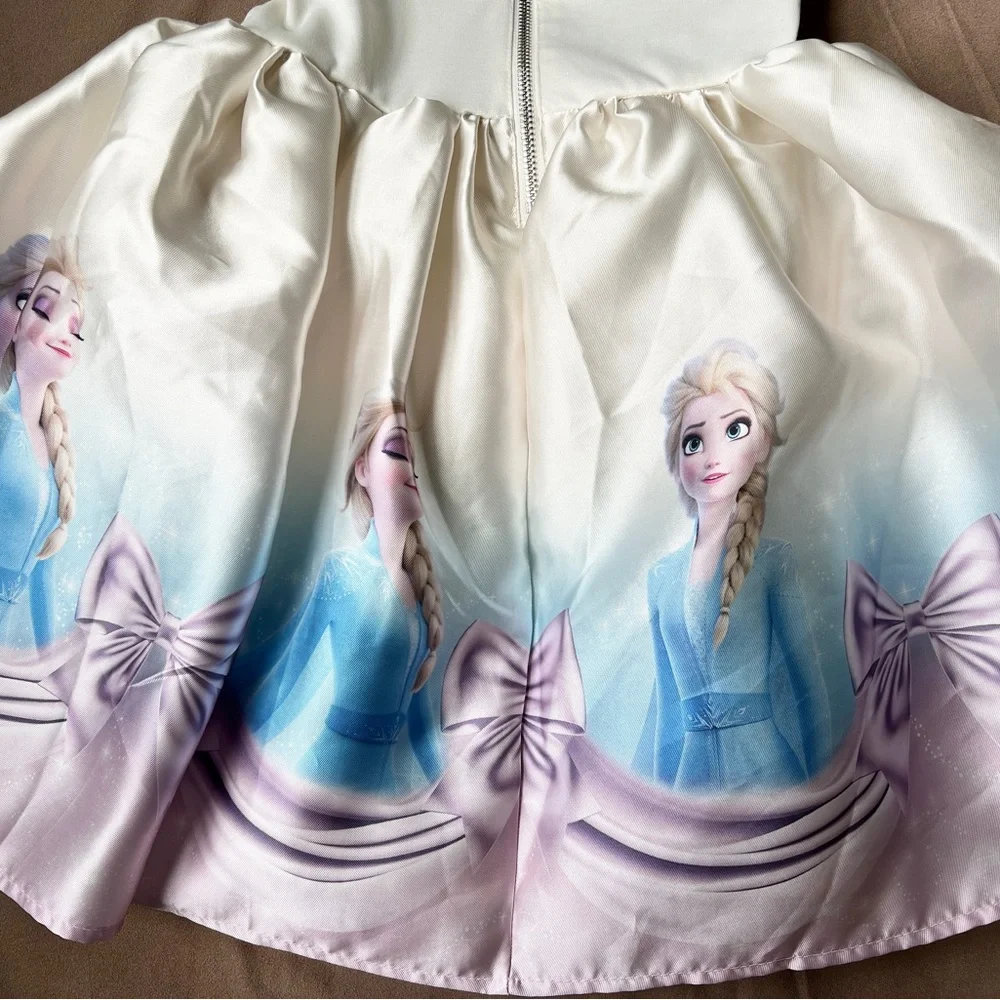 H&M White and Light Blue Girls' Frozen Print Dress with Pink Accents